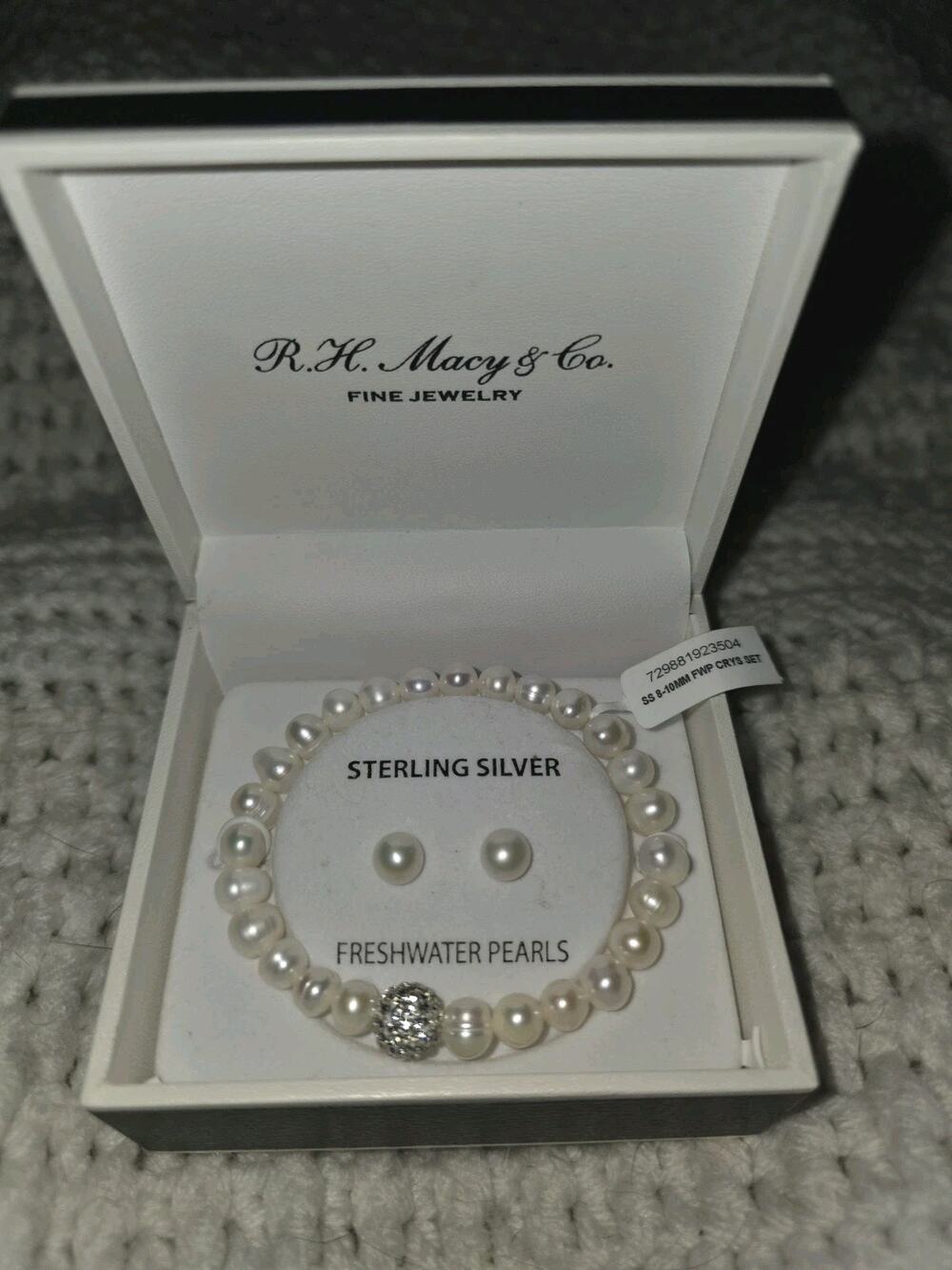 Honora Cultured Freshwater Pearl Bracelet & Stud Earrings Sterling Silver NWT